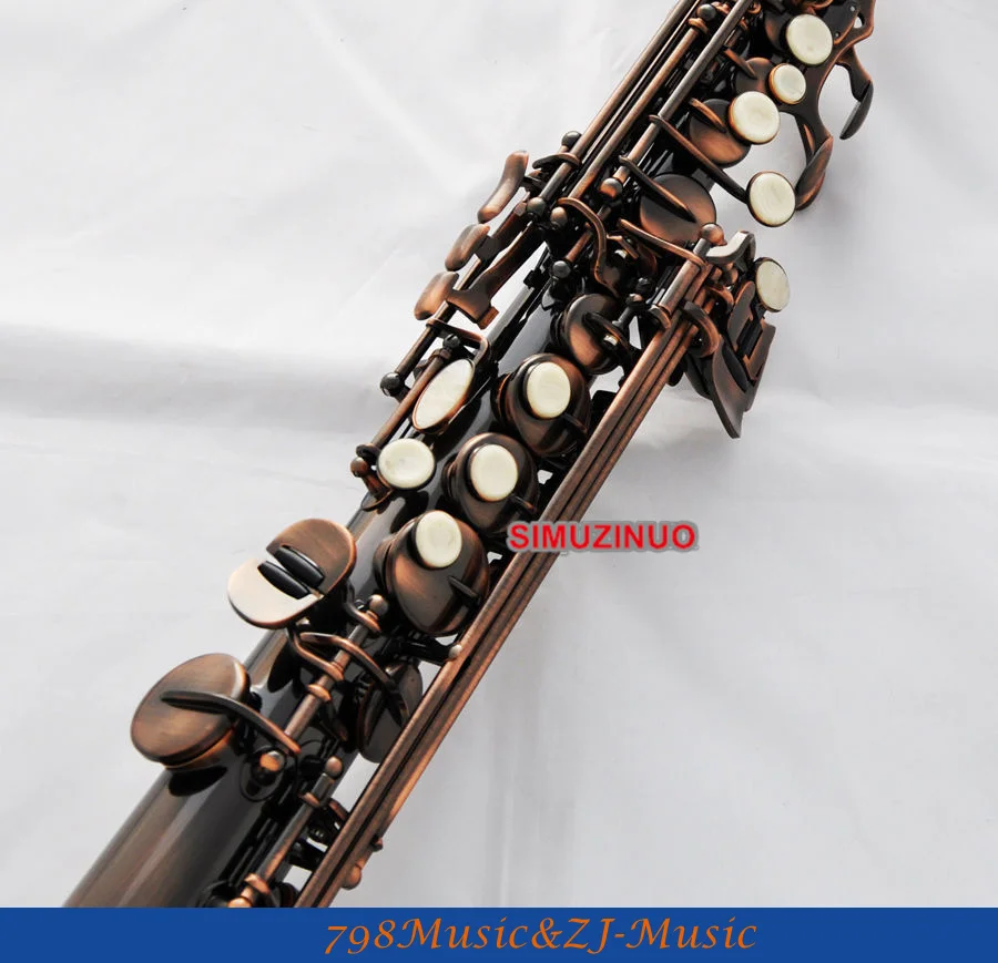 Профессиональный красный античный Сопрано саксофон Bb High F # Sax 2 шейный Новый