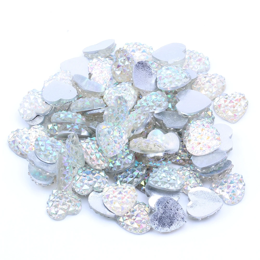 40/200pcs 12mm Heart Shape Flatback Resin Rhinestones Without hole Crocodile Skin Texture Beads Gems DIY Scrapbooking Decoration | Украшения