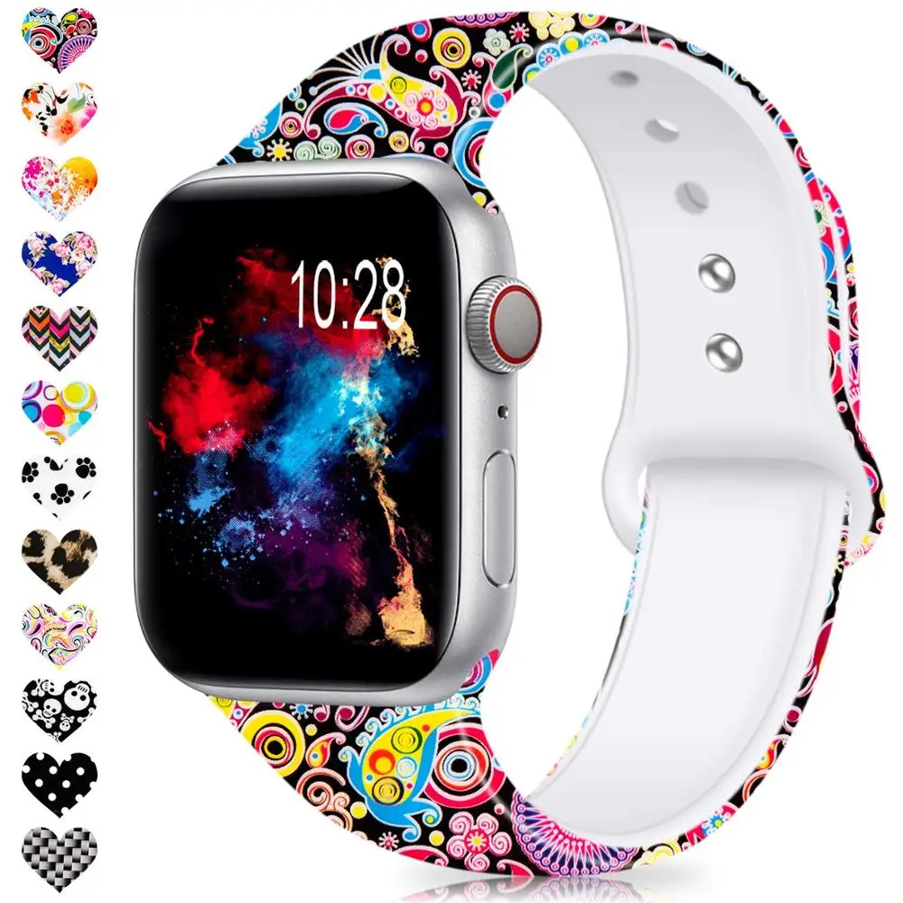 Спортивный силиконовый ремешок Joyozy для Apple Watch мягкий 38 мм 42 40 44 с героями