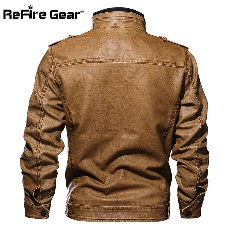 Куртка ReFire Gear мужская из искусственной кожи мотоциклетная байкерская куртка