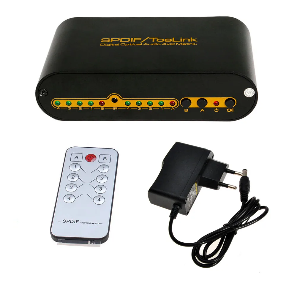 4x2 коммутатор переключатель SPDIF TOSLINK Цифровой оптический аудио для правильная