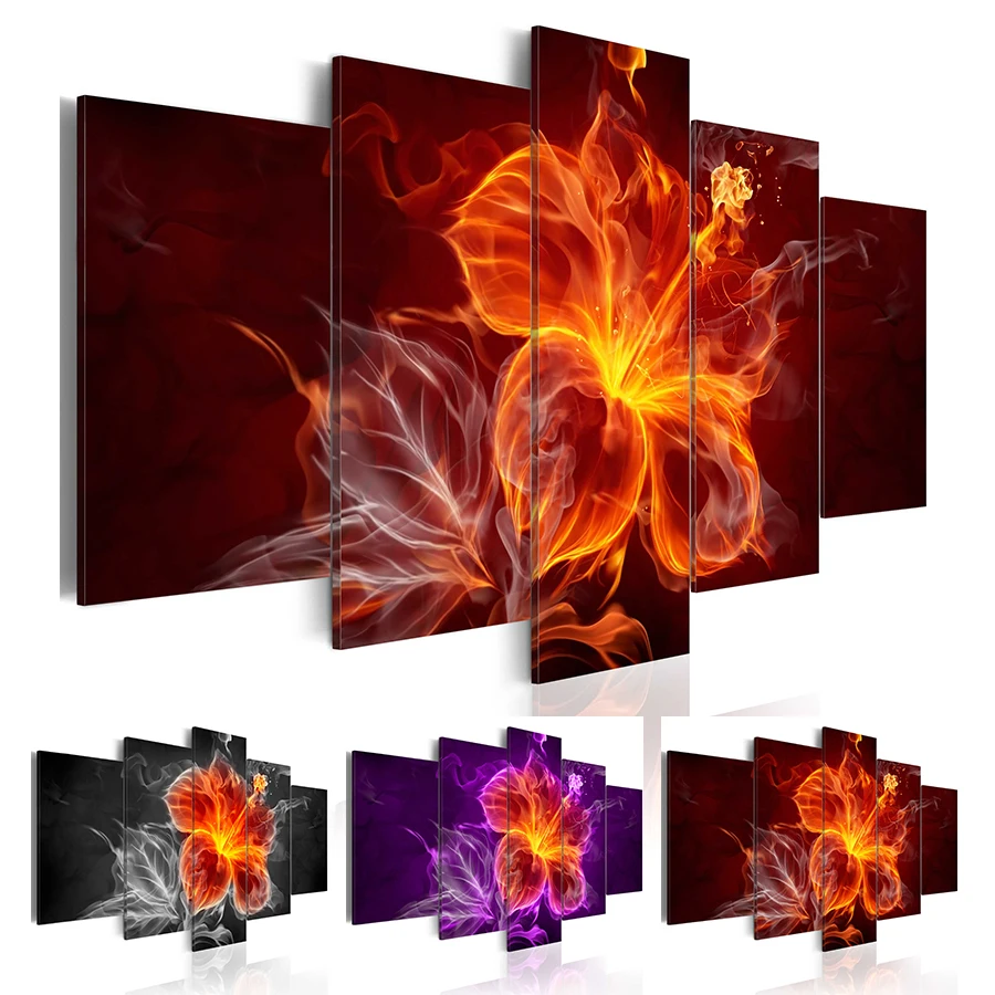 

Wall Art Paintings Prints Flame Flower Wall Art Picture Canvas Paintings Wall Decorations For Living Room Home Decor (No Frame)