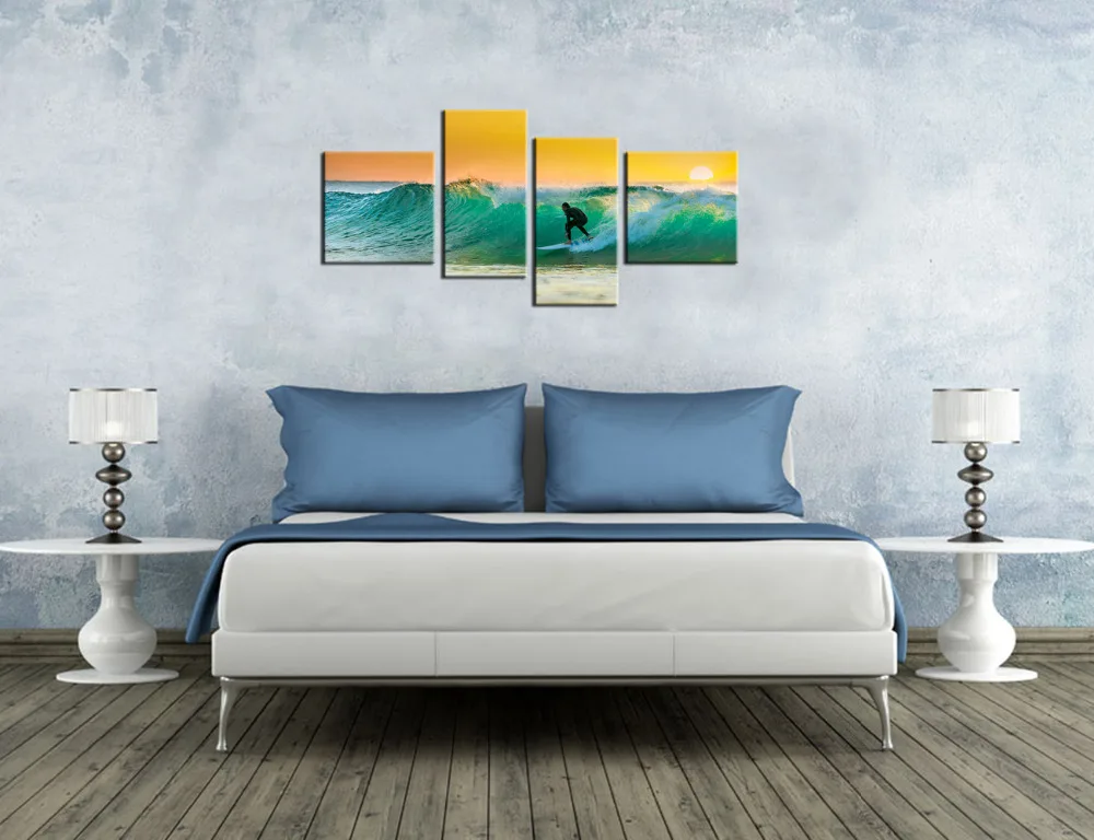 4 шт. парусиновая настенная печать серфер для серфинга летний водный спорт под