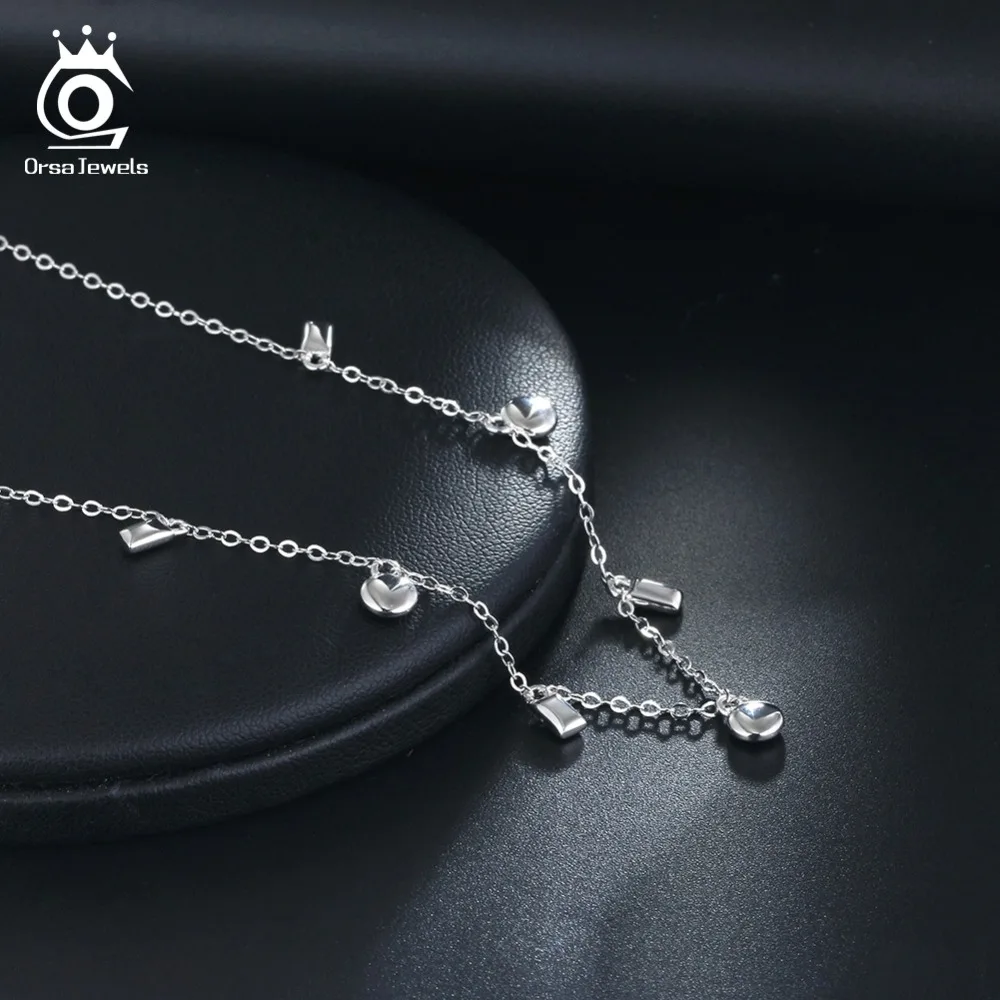 ORSA JEWELS из 925 чистого серебра, женские подвески и замок ожерелья с круглой формой, трендовые серебряные женские ювелирные изделия SN122