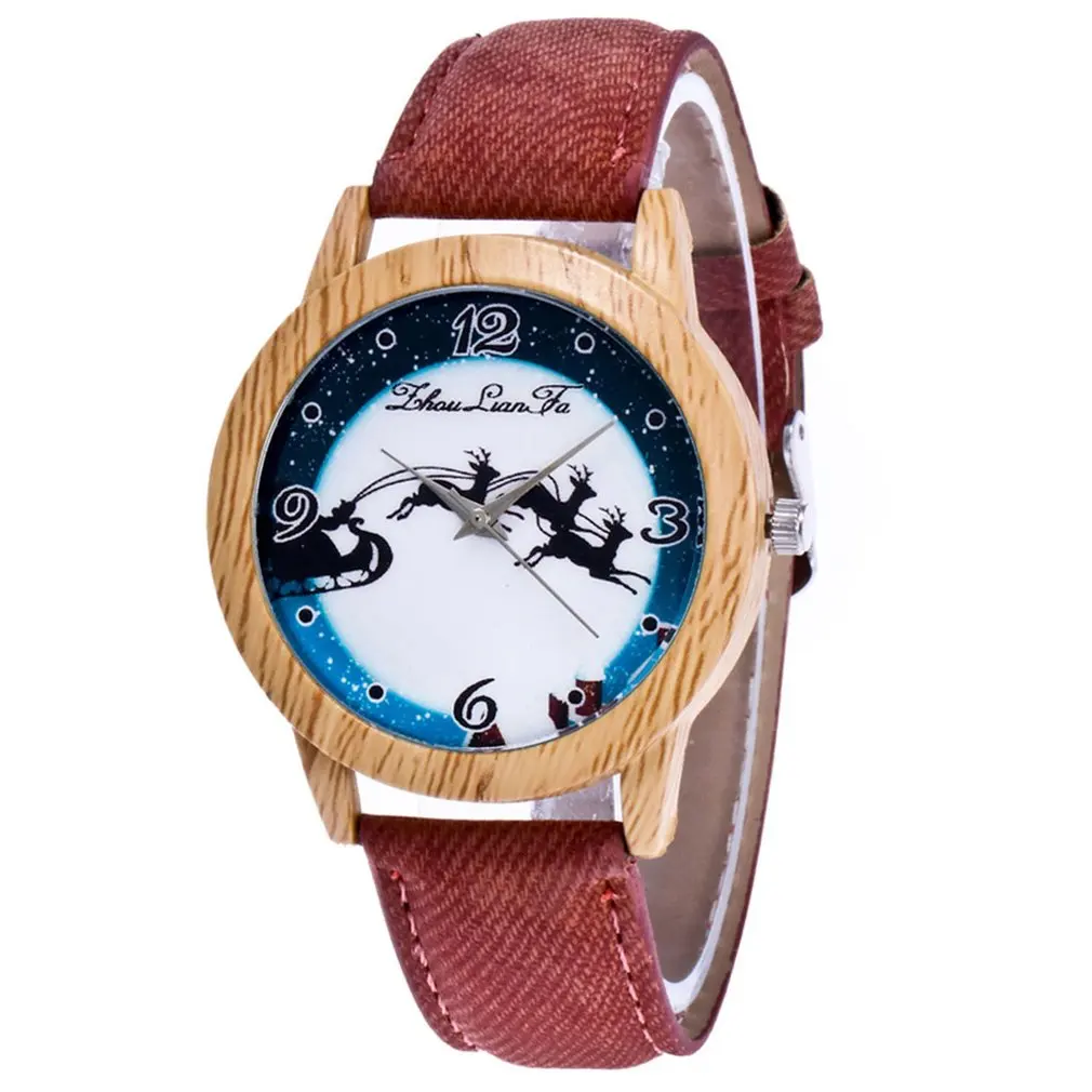 Women Watch Wooden Quartz Leather Strap Fashion Design Pattern Modern Dial Wrist B1 | Наручные часы
