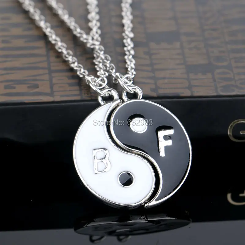 Новая мода тибетское серебряное ожерелье лучшие друзья 2 части Инь Ян s & Кулоны