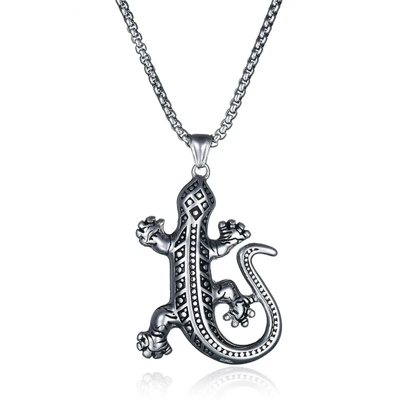 

Stainless Steel Gecko Pendant Necklace Lizard Pendant Necklace for Man Hiphop/Rock Style Animal Necklace