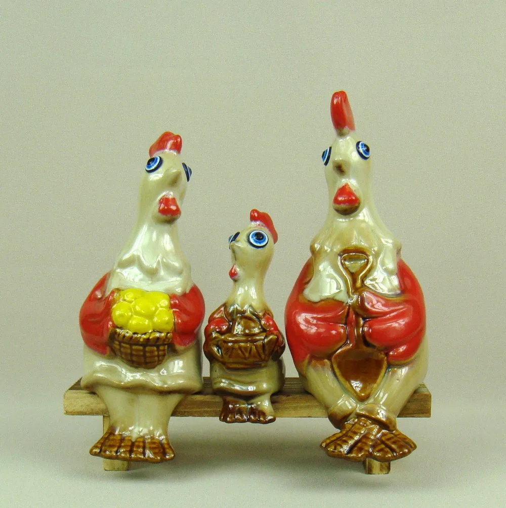 Милая фарфоровая курица фигурки семьи деревенская керамика животные миниатюры