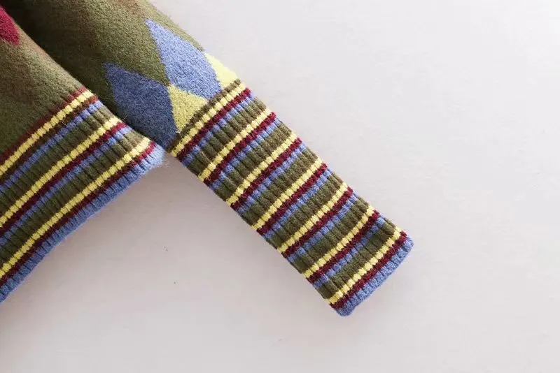 Женские винтажные Круглая горловина геометрический узор основной короткий