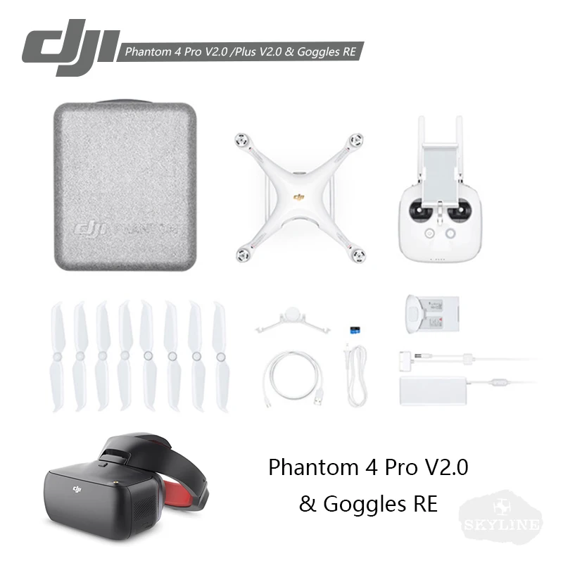 DJI Phantom 4 Pro V2.0/плюс V2.0, DJI очки RE с 4 K HD Камера 1-дюймовый 20MP 30 минут время полета CMOS 5 направлении препятствие Sens - Цвет: P4P2.0 with GoRE