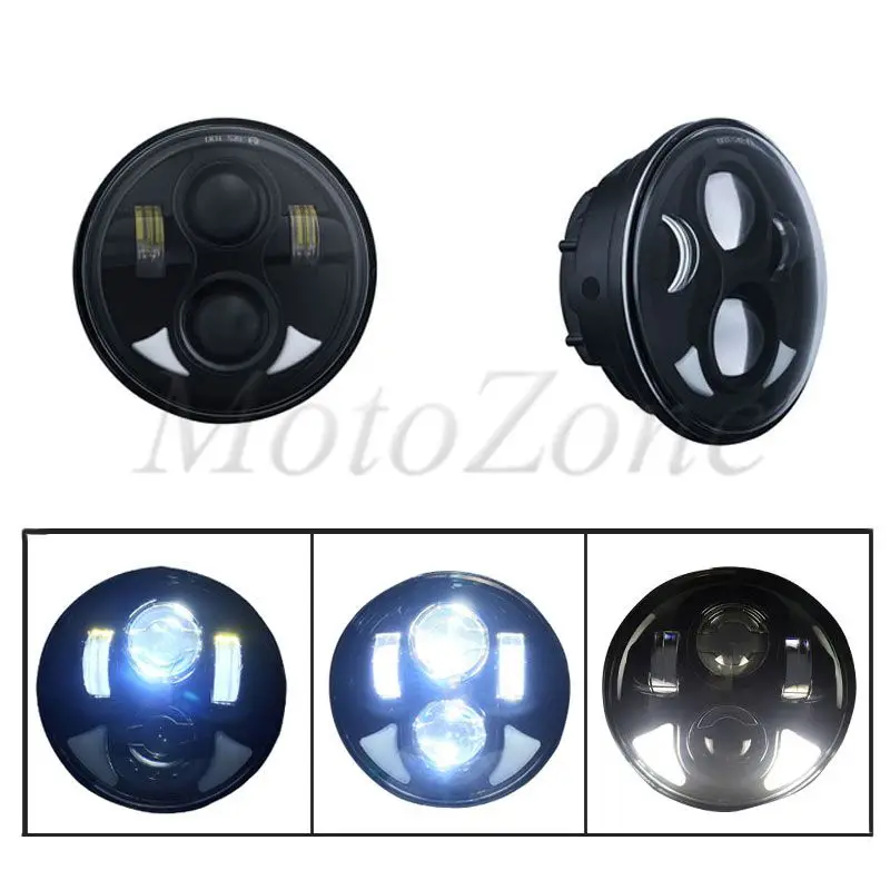 

5-3/4" 5.75 Inch Black Projector LED Headlight Hi/Low Beam DRL Suit For Harley Softail Sportster 883 1200 Dyna Street Bob FXDB
