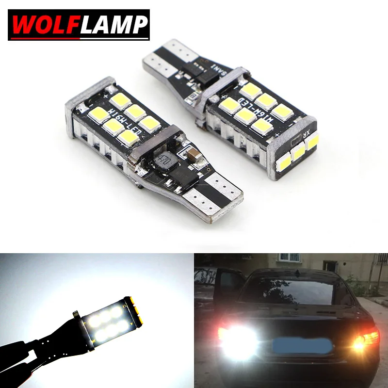 Wolflamp 2 шт. Белый T15 W16W светодиодный задний светильник 920 921 912 3528 15SMD Canbus резервный