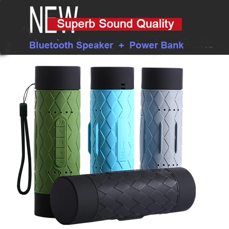Outdoor Portable Bicycle Waterproof Bluetooth Speaker With 5200mAh Power Bank Silicone Active Wireless Handsfree 10w | Электроника