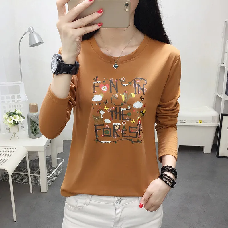 Poleras Mujer 2021 Harajuku футболка женская с длинным рукавом Осень Зима размера плюс Femme