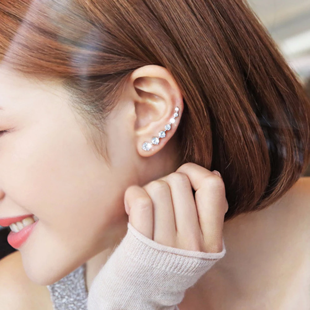 Fashion Women Party Jewelry Single Row Cubic Zirconia Crawler Climber Earrings New trendy | Украшения и аксессуары