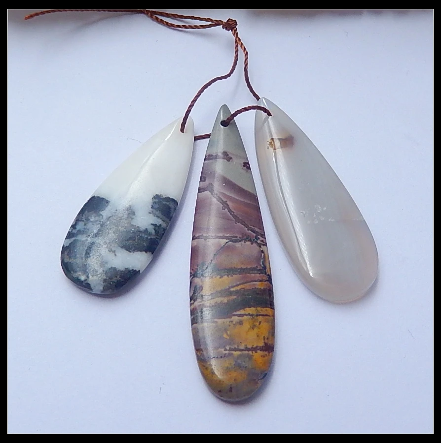 

Подвески из драгоценных камней Chohua, 47x12x4 мм, 33x13x4 мм, 2018 натуральный камень, яшма и агат с зеброй, слеза, 8,9 г