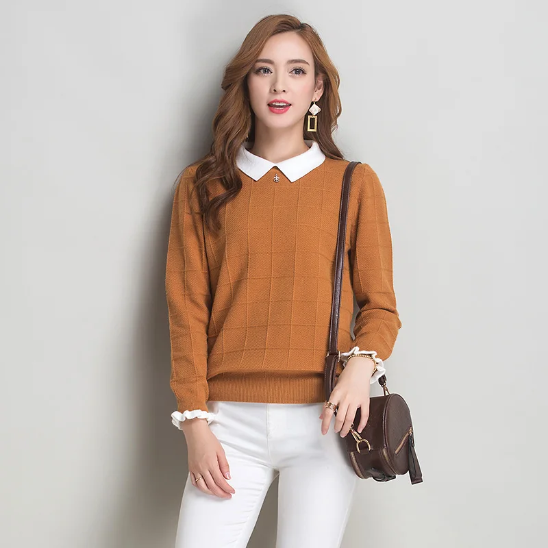 XJXKS woman sweater 2021 spring long-sleeve large size lady clothing fashion basic pull femme Cashmere | Женская одежда