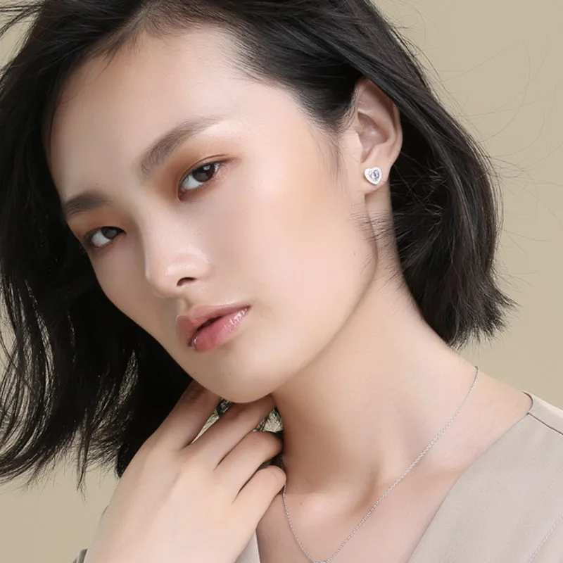 Женские серебряные серьги гвоздики в виде сердца|stud earrings|earrings forearrings for women |