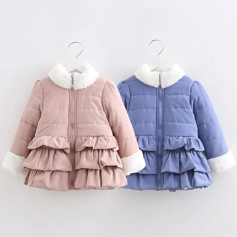 2022 Winter 2 3 4 -10 12 Years Teenager Children Outwear Plus Velvet Thickening Wadded Cotton Padded Kids Baby Girls Jacket Coat