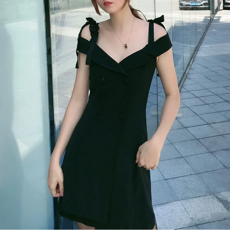 INDRESSME 2019 Новое Сетчатое платье на шнуровке с пуговицами и открытыми плечами
