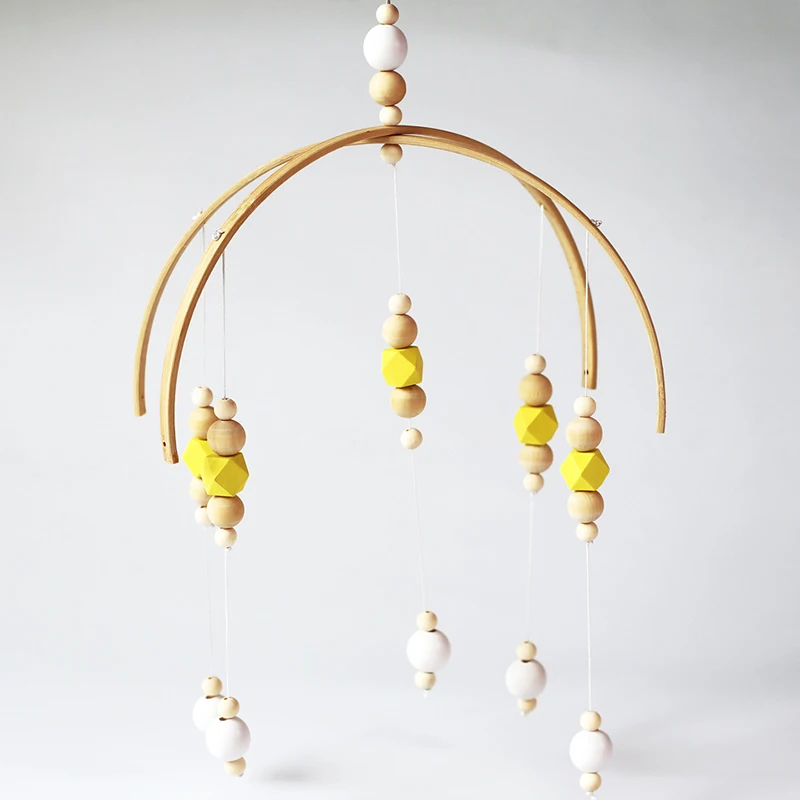 Nordic Nursery Boho Wooden Peal Baby Girl Mobile Decor Hanging Art Mobile Baby Chandelier Photography Props Newborn Gift