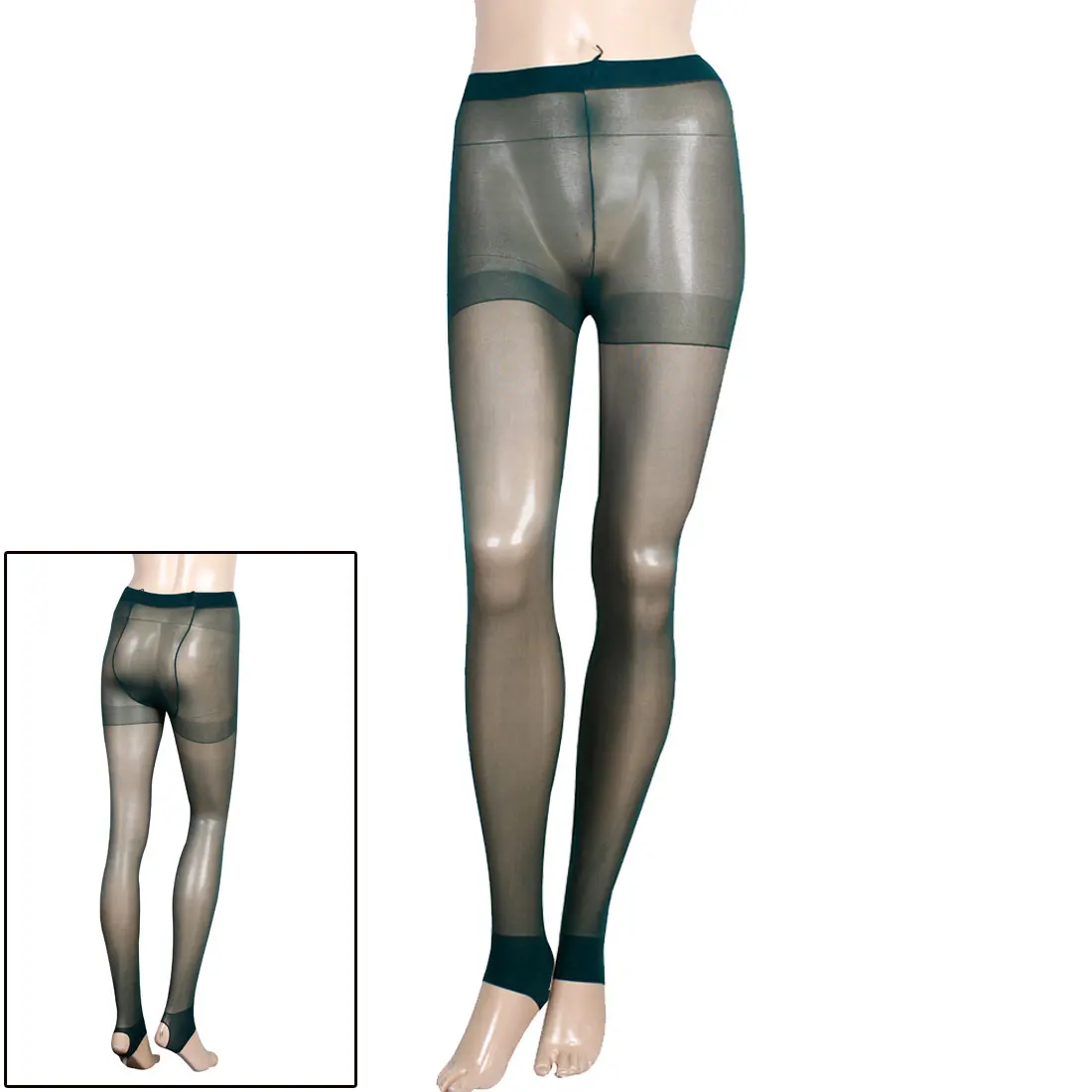 UXCELL Woman Thin Sheer Elastic Waist Foot Step Tights Leggings Pantyhose Dark Green Xs | Женская одежда