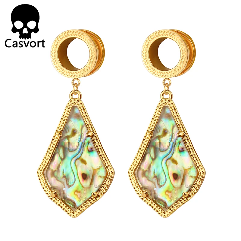 Casvort Trendy Alex Semi-precious Stone Gold Color Dangle Earrings Modern Plugs Body earring Jewelry for Women Wholesale Gift | Украшения и