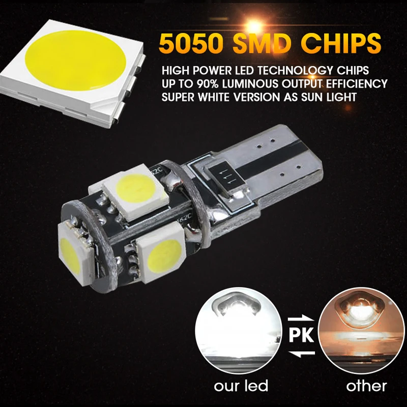 Hlxg 10 шт. T10 LED W5W 5smd 168 194 Освещение для интерьера лампы чтения указатели поворота