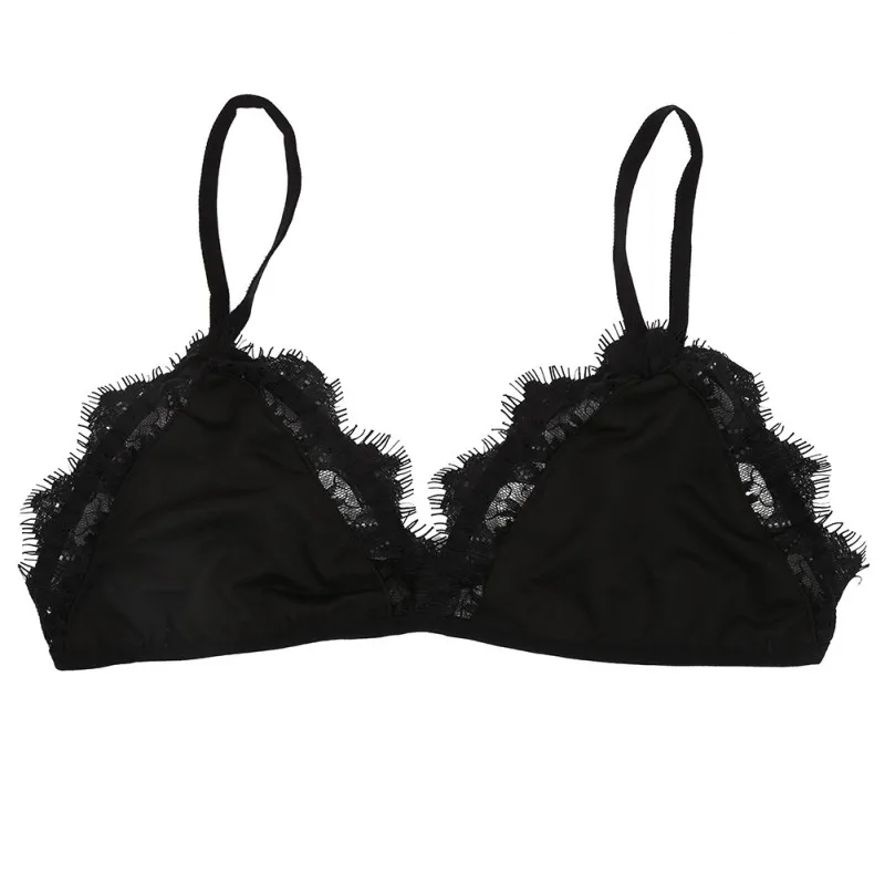 Женский кружевной бюстгальтер N черный прозрачный без косточек