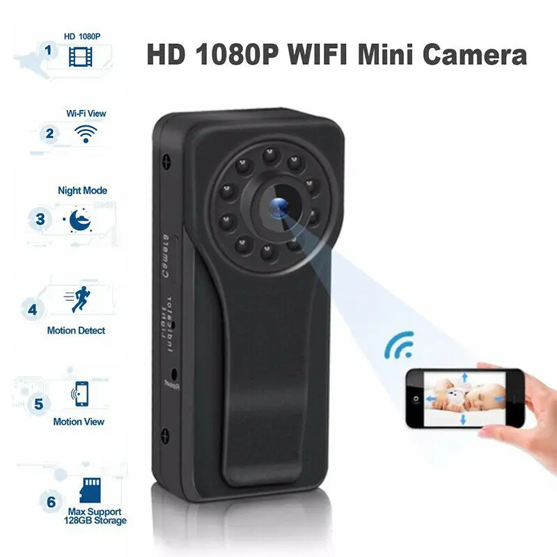 A6 17 градусов мини DV камера Full HD 1080P WiFi HiFi ночное видение запись детектора