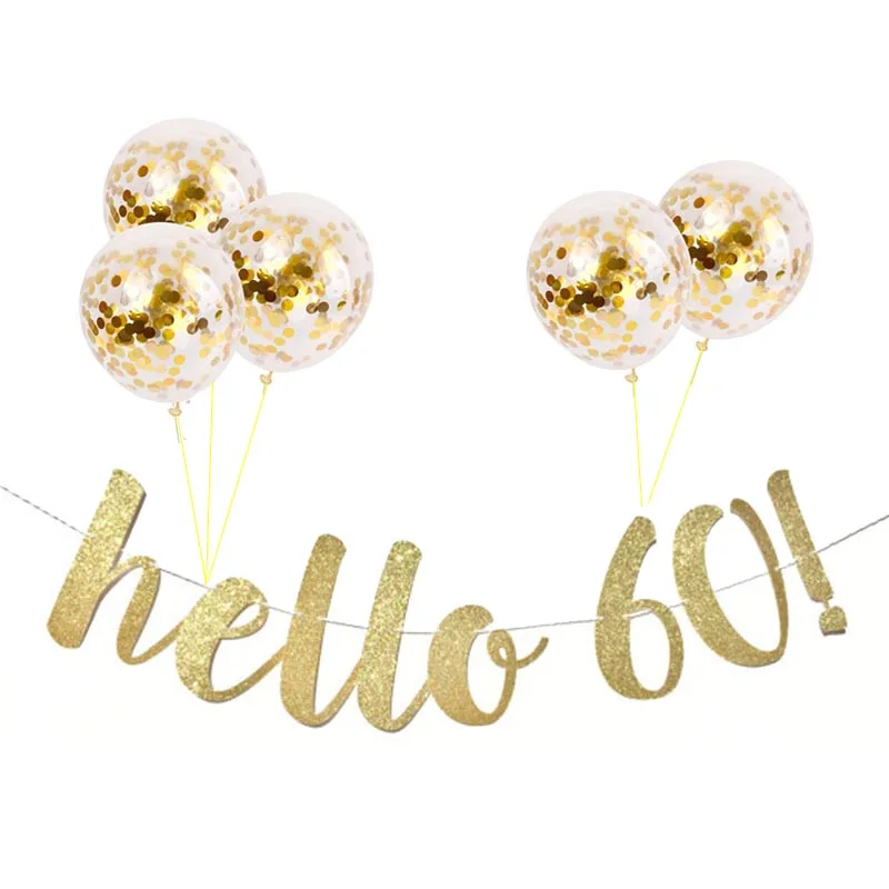 60 banner kit A Блеск 30th 40th 50th 60th знаковые гирлянды ко дню рождения с воздушными шарами комплект счастливый декор для вечеринки в честь Дня Рождения взрослая развесель до 30 лет - Цвет: 60 banner kit A