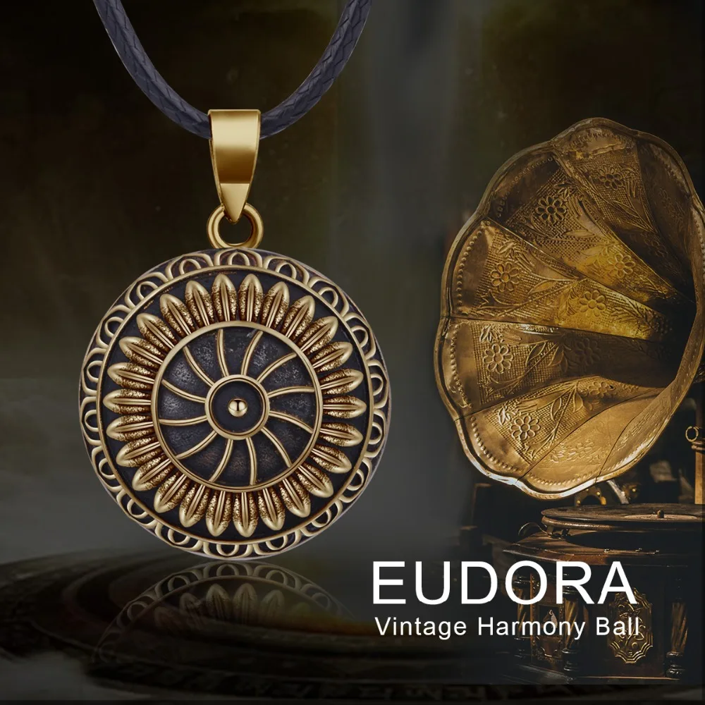 

EUDORA Sound Harmony Ball Vintage Bronze Necklace Chime Bola Pendant for Women Fashion Jewelry Gift Mexican Pregnancy Ball