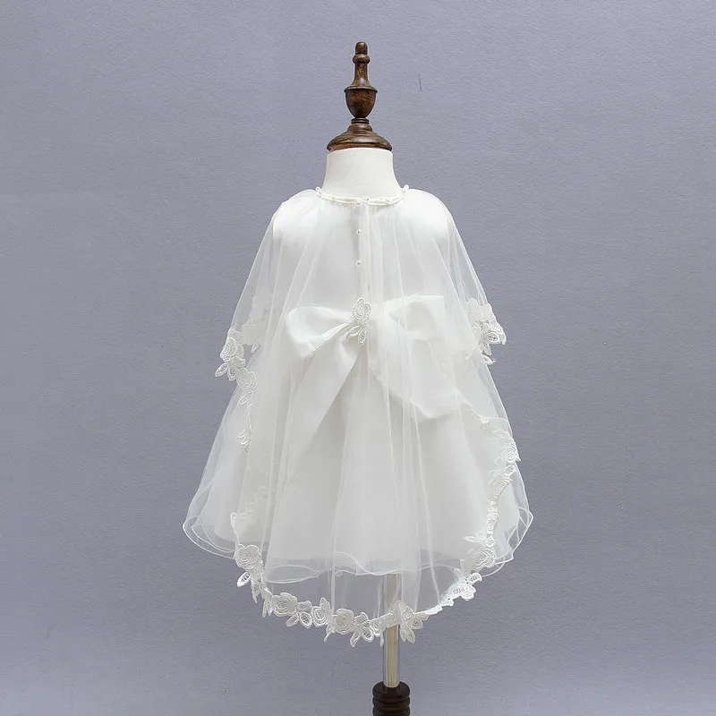 

Baby Girl Baptism Gown Christening Dress Lace Pearl Princess 1 year Birthday Party Wedding Baby Dress With Hat 3 pcs/set Clothes