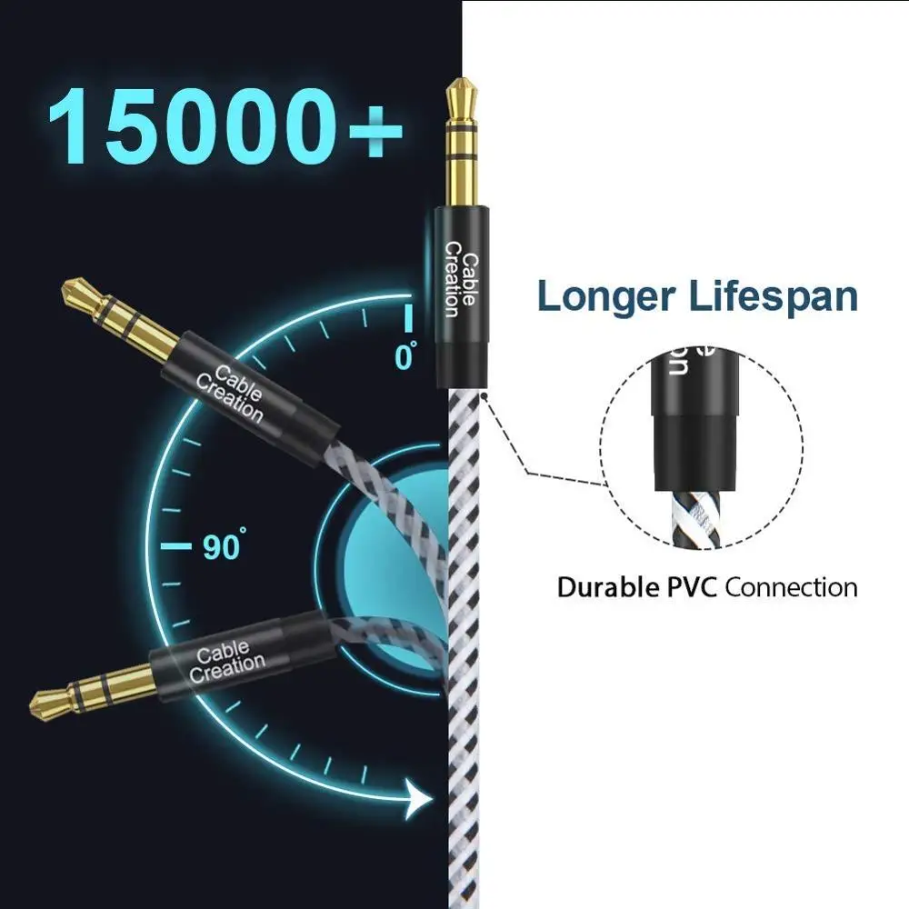 Кабель AUX CableCreation 3 5 мм аудиокабель под прямым углом 90 градусов для автомобильной