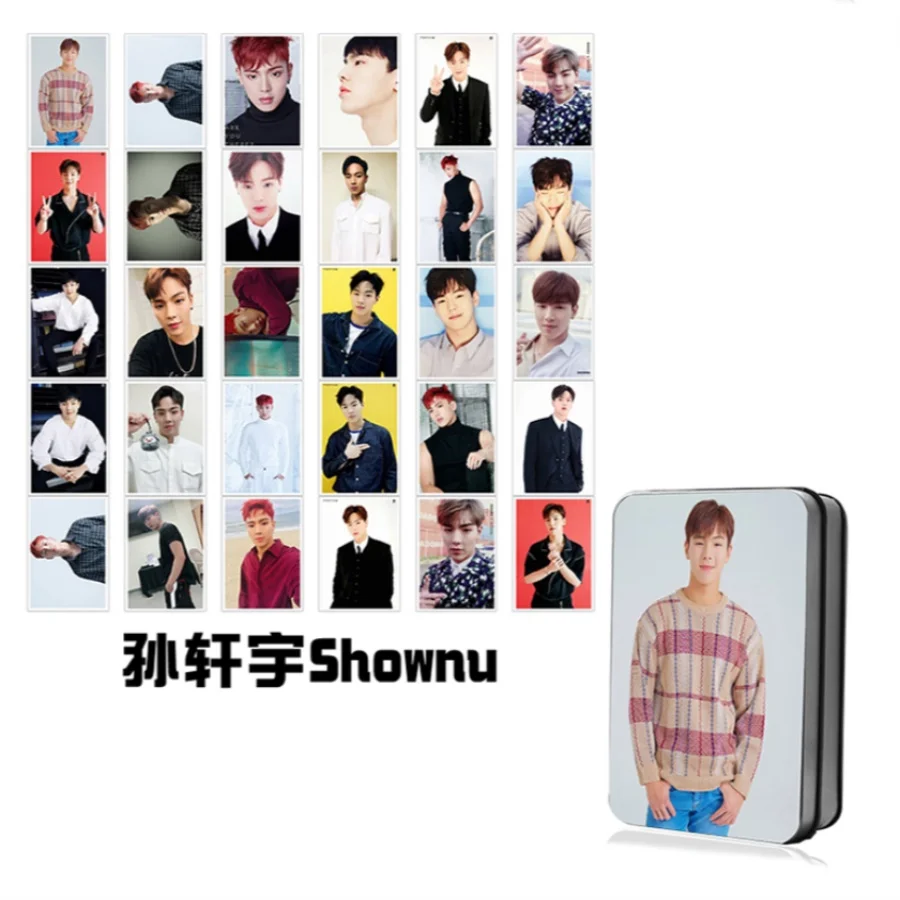 Kpop Monsta X Members HD Фотокарта I.M Shownu Polaroid Lomo фотокарты с металлической коробкой 30 шт - Цвет: SHOWNU