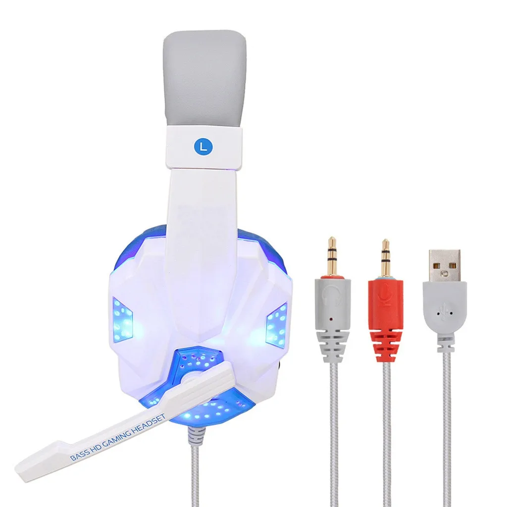 2019 USB проводной светодиодный 3 5 мм игровая гарнитура наушники с микрофоном для