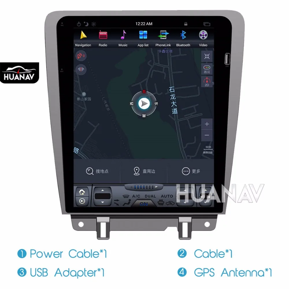 Автомобильный DVD-плеер Tesla с Android 12 дюймов GPS-навигация для Ford Mustang 2010-2014