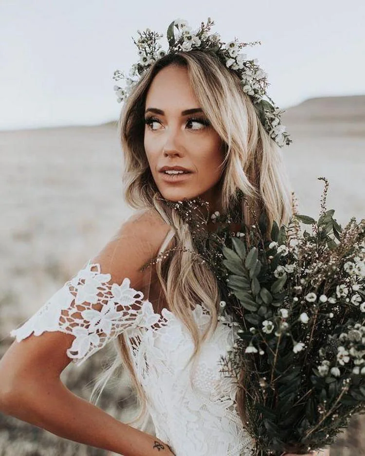 Женское кружевное платье Русалка Boho элегантное пляжное свадебное с открытыми
