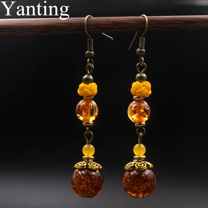 Женские серьги-подвески Yanting желтое глазированное стекло модные свадебные