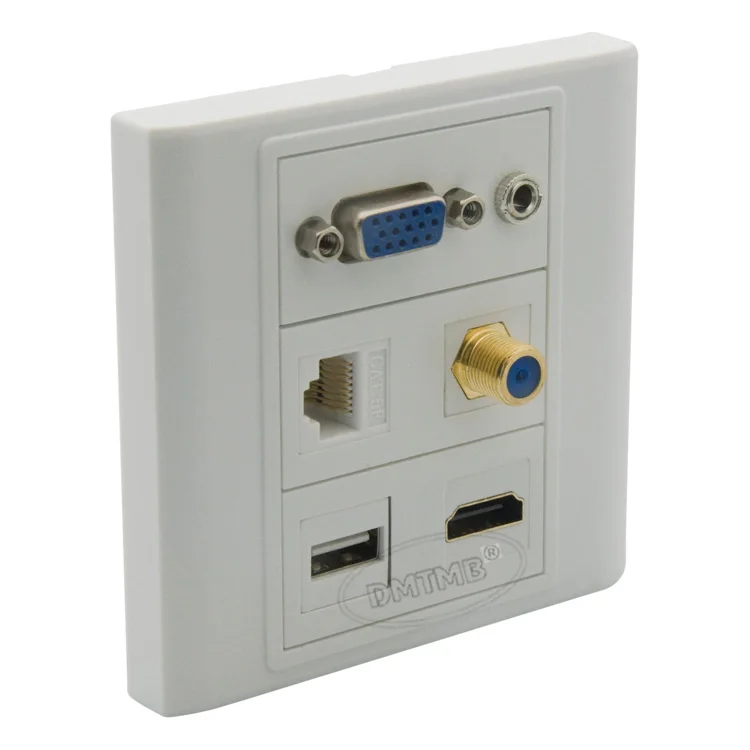 Vga hdmi 3 5 мм аудио USB RJ45 F головка телевизионная настенная пластина с задней