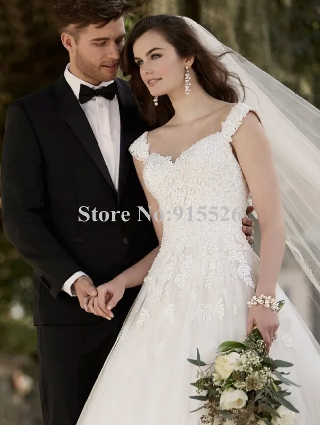 Tulle Wedding Gowns Appliques Lace Sweetheart Cape Sleeves Court Train Ball Gown Dresses With Zipper Closure | Свадьбы и торжества