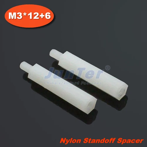 

100pcs/lot Nylon Standoff Spacer M3 Male x M3 Female -12mm