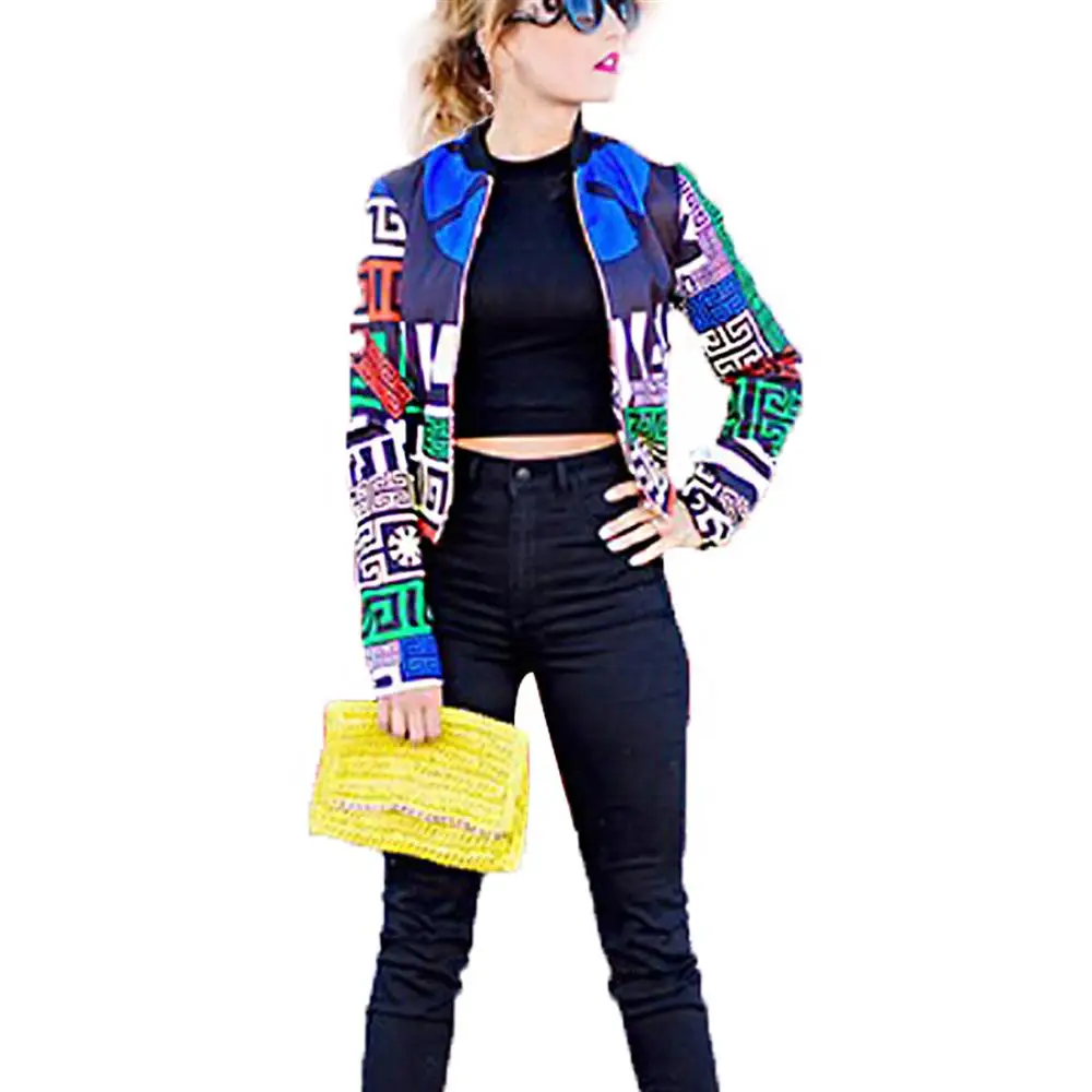 2018 Весенняя женская повседневная куртка пальто Аргайл печать с длинными