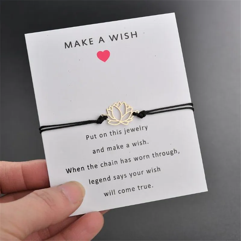 Этническая золото Цвет цветок лотоса браслет желаний ювелирное изделие для пары