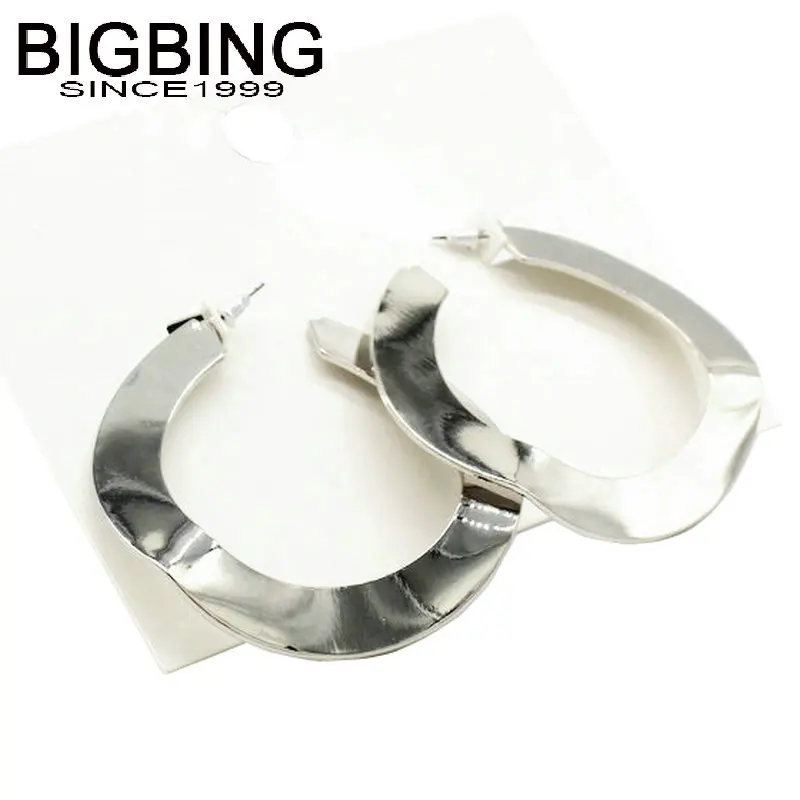 Большие серьги гвоздики V074 BIGBING золотой серебряный Цветной Круг модная Ювелирная