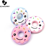 10pcs baby teether food grade silicone cute cartoon donut shape toddler baby teething necklace toys diy newborn gifts