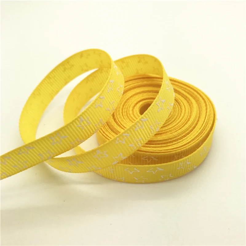 Yellow 5 ярдов/партия 3/" 10 мм корсажная лента с принтом звезды для свадебного Рождественского украшения DIY швейное ремесло#11 - Цвет: Yellow