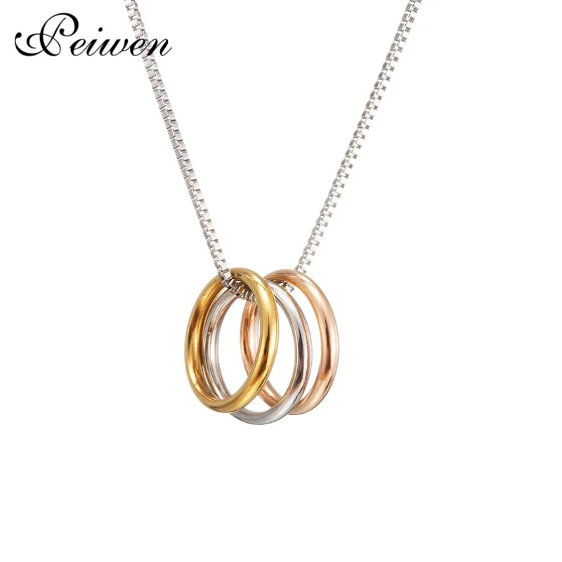 Нержавеющая сталь Три виде незаполненного круга ожерелье с подвеской простое