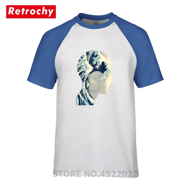 Мужская футболка с креативным дизайном Hokusai Great Wave in My Head очаровательные синие