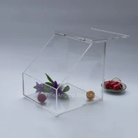 acrylic storage display box home jewelry store organizer stand holder with hinged slanted door